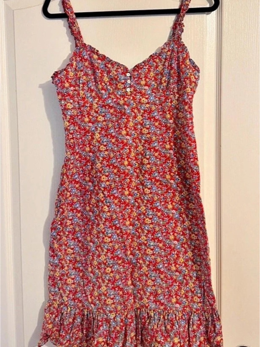 Ralph Lauren Floral Mini Dress Red & Blue Large